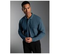 Poloshirt TRIGEMA "TRIGEMA Poloshirt mit Brusttasche", Herren, Gr. XXL, blau (jeans, melange), Piqué, 100% Baumwolle, Basic, ohne Ausschnitt, Shirts (44229068-XXL) jeans, melange
