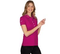 Poloshirt TRIGEMA "TRIGEMA Poloshirt mit Kristallsteinen", Damen, Gr. M, pink (magenta), 94% Baumwolle, 6% Elasthan, Basic, Shirts (26466453-M) magenta