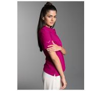 Poloshirt TRIGEMA "TRIGEMA Poloshirt mit Kristallsteinen", Damen, Gr. M, pink (magenta), Piqué, 94% Baumwolle, 6% Elastan, Basic, lang, ohne Ausschnitt, Shirts (26466453-M) magenta
