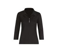 Poloshirt TRIGEMA "TRIGEMA Poloshirt mit Kristallsteinen", Damen, Gr. S, schwarz, 95% Baumwolle, 5% Elasthan, Shirts (32865902-S) schwarz