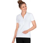 Poloshirt TRIGEMA "TRIGEMA Poloshirt mit Kristallsteinen", Damen, Gr. XL, weiß, 94% Baumwolle, 6% Elasthan, Basic, Shirts (28239845-XL) weiß