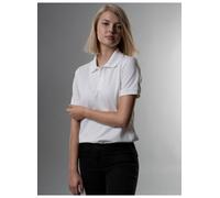 Poloshirt TRIGEMA "TRIGEMA Slim Fit Poloshirt aus DELUXE-Piqué", Damen, Gr. M, weiß, Piqué, 100% Baumwolle, Basic, normal, ohne Ausschnitt, Shirts (76542656-M) weiß