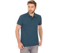 Poloshirt TRIGEMA "TRIGEMA Slim Fit Poloshirt aus DELUXE-Piqué", Herren, Gr. M, blau (jeans, melange), 100% Baumwolle, Basic, Shirts (52475566-M) jeans, melange