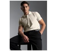 Poloshirt TRIGEMA "TRIGEMA Slim Fit Poloshirt aus DELUXE-Piqué", Herren, Gr. XL, beige (natur), Piqué, 100% Baumwolle, Basic, normal, ohne Ausschnitt, Shirts (29642343-XL) natur