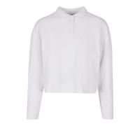 Poloshirt URBAN CLASSICS "Urban Classics Damen Ladies Short Oversized Polo Longsleeve", Mädchen, Gr. 4XL, weiß, 100% Baumwolle, unifarben, oversize, amerikanischer Ausschnitt, Shirts (30541860-4XL) we
