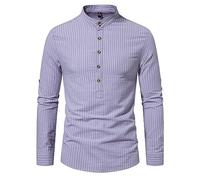 Poloshirts Für Herren Funktionsshirt Pullover T- Shirt Retro Gestreiftes Druck Hemden Button Down Stehkragen Basic Langarmhemd Langarm