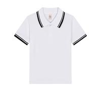 Poloshirts für Jungen Einfarbig Kurzarm-Poloshirt für Jungen Sommer Knopfleiste T Shirts mit gestreifte Manschetten und gefärbter Kragen Active-Poloshirts Revers Basic Polo Shirt Teenager 3-12 Jahre