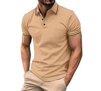 Poloshirts Herren Sommer Kurzarm Tennis Slim Fit Golf Polo Shirt Outdoor Sport-Poloshirt Mit Geripptem Kragen Und Knopfleiste Schnelltrocknend Atmungsaktiv T-Shirt