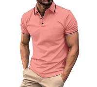 Poloshirts Herren Sommer Kurzarm Tennis Slim Fit Golf Polo Shirt Outdoor Sport-Poloshirt Mit Geripptem Kragen Und Knopfleiste Schnelltrocknend Atmungsaktiv T-Shirt