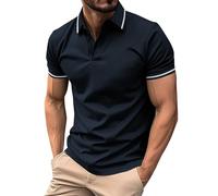 Poloshirts Herren Sommer Kurzarm Tennis Slim Fit Golf Polo Shirt Outdoor Sport-Poloshirt Mit Geripptem Kragen Und Knopfleiste Schnelltrocknend Atmungsaktiv T-Shirt