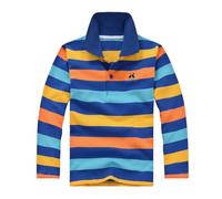 Poloshirts Jungen 152 Knopfleiste Kinder Basic Polo Shirt mit Welpen-Strickerei Polokragen gestreift T-Shirts Langarm-Poloshirt für Jungen Lässig Tops Atmungsaktiv Active-Poloshirt 3-14 Jahre