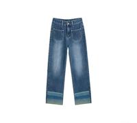 Polyester Damen Jeanshose Weit Bequem für freizeit Stil Polyester | Weit geschnittenes Bein, hoher für bund, farbige Blöcke für modernen Look