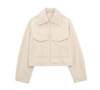 Polyester Jacke Damen Gepolstert Fronttasche(Apricot S) | Langarm Design, elegante Passform, vordere Tasche, cropped Schnitt, ideal fÃ¼r Layering