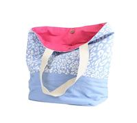 Pom Peace of Mind Große Strandtasche mit blauem Leopardenmuster, wiederverwendbare Baumwolltasche zum Einkaufen, blau, Large