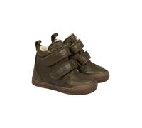 POM POM Flexible knöchelhohe Barfußschuhe aus Leder mit Wollfutter für die ersten Schritte Sneaker™ Wool Booty - Dunkelgrün Größe: 23