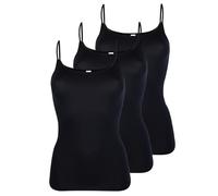 Pompadour Damen SPAGHETTIHEMD 3er Pack, 7721-520, 44, Schwarz