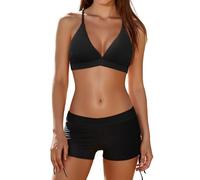 PONCEAU Bikini-Sets für Damen, Bikinis, zweiteilige Badeanzüge, sportliche Bademode für Damen, Schwarz , 52