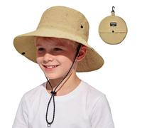 PONCEAU Sonnenhut Kinder Jungen Mädchen, UV-Schutz 50+ Fischerhut Wasserabweisend, Faltbarer Sommerhut mit Karabiner & Kinnriemen, Atmungsaktiv Outdoor Strandhut für Kleinkind (2-12 Jahre)