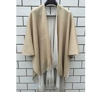 Poncho Cape Winter Warm Für Damen,Herbst-Winter-Warmer Gestrickter Umkehrbarer Schlitz-Großer Schal-Umhang-Damen-Art- Und Weisequasten-Wilder Poncho Für Hochzeits-Abend-Partei-Reisen Beige 160*11
