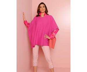 Poncho CREATION L PREMIUM, Damen, Gr. 36/38, rosa (fuchsia, koralle), 90% Schurwolle, 10% Polyamid, unifarben, Jacken Poncho (94088218-36) fuchsia, koralle