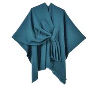 Poncho Damen Strick Reversibel Cape Umhang Elegant Warme Decke Mit Gekreuzter Mittelalter Trachten Schultertuch Gestrickter Schal Mantel Für Frühling Herbst Hochzeit Reise 90x90 Kaffee Grün Grau 4xl L