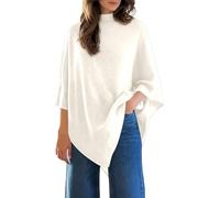 Poncho Damen Strickcape Elegant Einfarbig Strickponcho Locker Strickfledermausärmel Wrap Umhang Vintage Schal Strickjacke Oversized Casual Party Kleidung Winter Herbst Mode