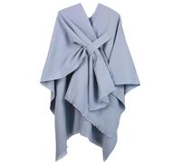 Poncho Damen, Umhängetuch Cape, Schal Cashmere Feeling Strick Cape Cardigan, cape mit Fransensaum für Herbst Winter, 130x50cm (DE/NL/SE/PL, Alphanumerisch, Einheitsgröße, Regular, Regular, Hellgrau)
