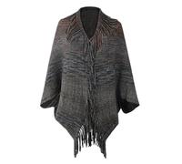 Poncho für Damen, Mehrfarbiger Strickponcho: for Damen im Lagenlook und for jeden Anlass(Black)
