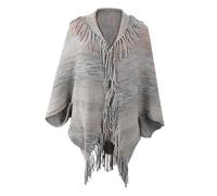 Poncho für Damen, Mehrfarbiger Strickponcho: for Damen im Lagenlook und for jeden Anlass(Grey)