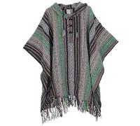 Poncho Hippie chic, Ethno Poncho, Andenponcho, Baumwolle | Kapuze, Kängurutasche, weite Passform, Holzknöpfe, unisex, Free Size