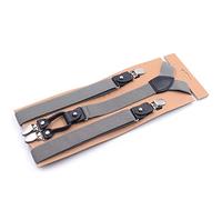 PONERY Herren Hosenträger Y Form - Schwarze Hosenträger Herren Classic Hose Strap Y Back Casual Retro Hosenträger 4 Clips Elastische Male Hosenträger Gürtel 115Cm * 2,5Cm, Grau