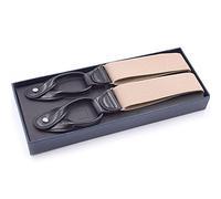 PONERY Herren Zahnspangen Y Form - Knöpfe Hosenträger Herren Hosenträger Unisex Schwarz Leder Hosenträger Y-Back 3,5 * 120Cm Herren Bekleidung Accessoires,Beige