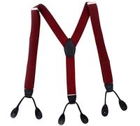 PONERY Herren Zahnspangen Y Form - Knöpfe Hosenträger Unisex Pu Lederstreben Herren Hosenträger Y-Back 3,5 * 120Cm Herrenbekleidung Accessoires, Rot