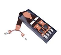 PONERY Herren Zahnspangen Y Form - Vintage Leder Hosenträger Hosenträger Mit Clips Für Männer Einstellbare Elastische Hemd Riemen Gürtel Zubehör, Braun