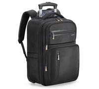 Ponhog Rucksack mit Rollen, Business Rucksack Trolley Handgepäck Flugzeug Reiserucksack Laptop Rücksack mit 15 Zoll Laptopfach Backpack für Uni, Arbeit, Schwarz