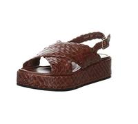 Pons quintana Damen Sandalen Forli Sandale Glattleder Fußbett Bequem Freizeit uni Damen Sandale Keilabsatz Leder braun