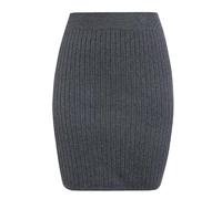 Poo4kark Damen Winterrock Hohe Taille Strickrock Lässiger Midirock Herbst Winter Bleistiftrock Slim Fit Freizeitrock Faltenrock Schwarz (Grey, XL)