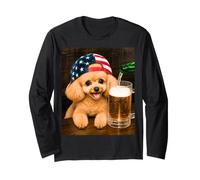 Poodle Drinking Beer Meme 4th of July Patriotic American Langarmshirt