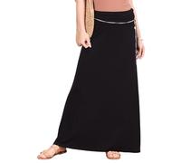 Popana Langer Maxi-Rock für Damen, leger, umwandelbarer Sonnenkleid, Übergröße, Schwarz - 38/40 DE