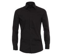 Popeline Hemd uni 001420 schwarz/schwarz - Gr. - 38