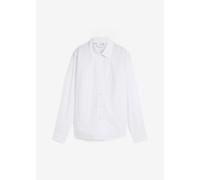 Langarmbluse BONPRIX "Bluse", Damen, Gr. 48, weiß, Web, Obermaterial: 65% Polyester, 35% Baumwolle, loose fit hüftbedeckend, Blusen, lockere Passform, für eleganten Auftritt, aus Baumwollmischung (162