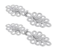 POPETPOP 2 Stück Chinesische Cheongsam Knöpfe aus Gold und Silberfarbenem Draht Große Handgefertigte Knotenverschlüsse für Mäntel Strickjacken und Schals Traditionelle Froschverschlüsse