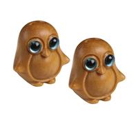 POPETPOP 2 Stück Handgefertigter Holzanhänger Kleine Pinguin figuren aus Sandelholz mit Blauen Augen Langlebige Schlüsselanhänger und Hängende Holz deko für DIY Schmuck und Geschenkideen