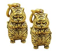 POPETPOP 2 Stück Kupfer Tiger Schlüsselanhänger im Chinesischen Stil, Gold | Leicht, Angenehme Haptik, zum Dekorieren von Ringen und Taschen, Einfache Handhabung, ohne Jump Rings