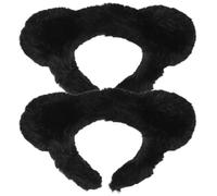 POPETPOP 2 Stück pack Bärenohren Haarreifen aus Schwarzem Plüsch Weiches Flauschiges Stirnband für Damen und Komfortabel ohne Druck Party und Cosplay Zubehör