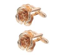 POPETPOP 2 Stück pack Französische Manschettenknöpfe mit Rosenmotiv Goldfarbene Kupferknöpfe für Hemden mit Umschlagmanschetten Formelle Accessoires für Herren und Damen Business Festliche