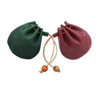 POPETPOP 2 Stück Pack Kleiner Geldbörsen aus Robustem Pu Leder Kleine Retro Münzbeutel und Schlüsselanhänger Praktische Schmucktäschchen für Reisen und Alltag