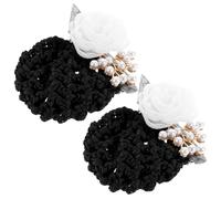 POPETPOP 2 Stück pack Weiße Haarknotenclips aus Gewebe und Metall mit Blumenform Elegantes Haarzubehör für Frauen für Arbeit und Formelle Anlässe