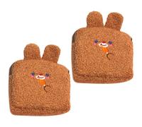 POPETPOP 2 Stück Süße Geldbörsen für Damen mit Reißverschluss Cartoon Design Multifunktionaler Münzbeutel und Bindenbeutel für Schule und Alltag Praktische Kosmetiktasche in Braun