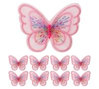 POPETPOP 20 Stück 3d Schmetterlings Stickaufnäher aus Polyester Zarte Bunte Flicken zum Dekorieren von Jeans und Taschen für Selbstgemacht Nähliebhaber